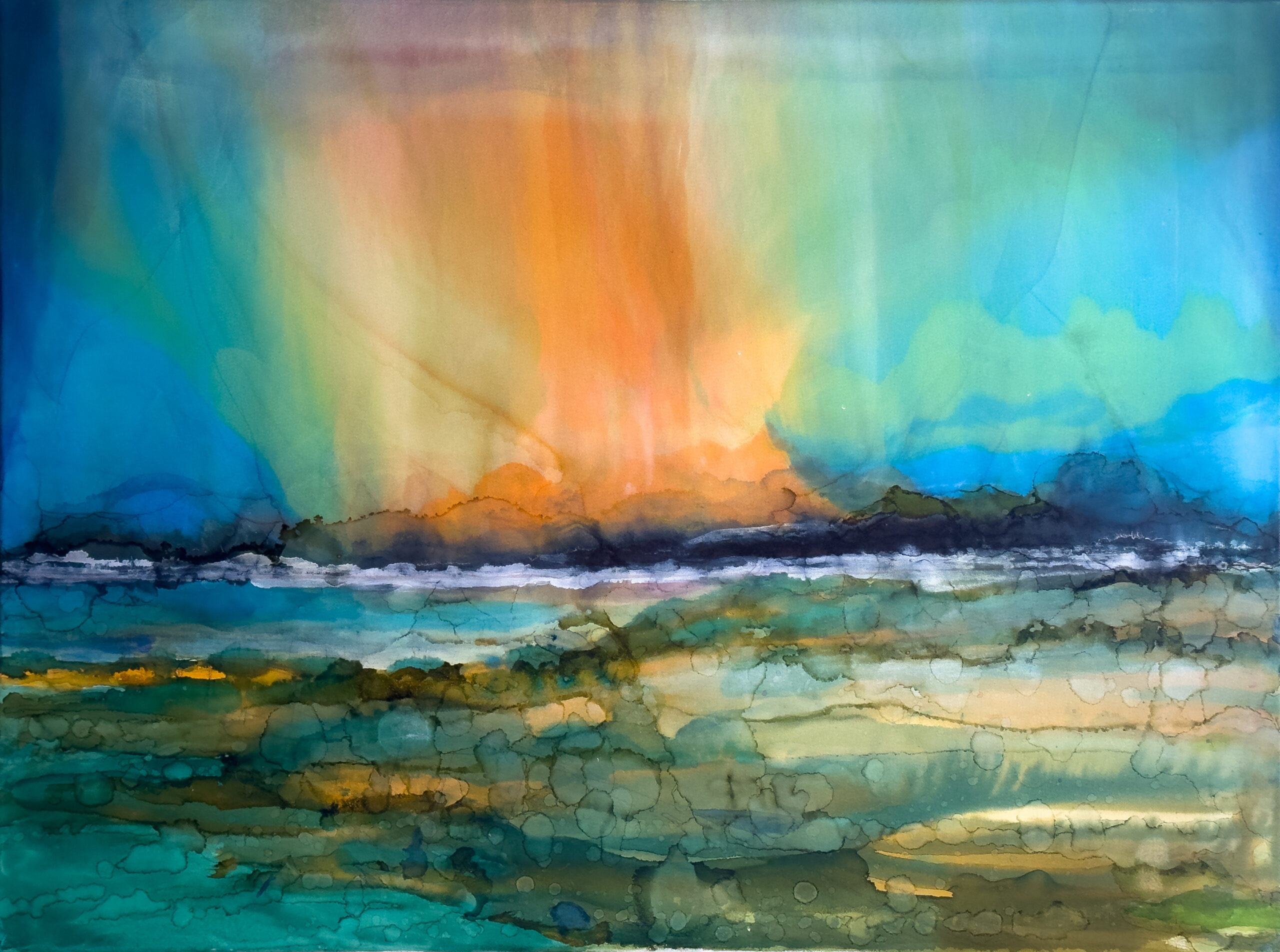 Anna Abell 'Aurora' 2024 Alcohol Ink 40 cm x 30 cm