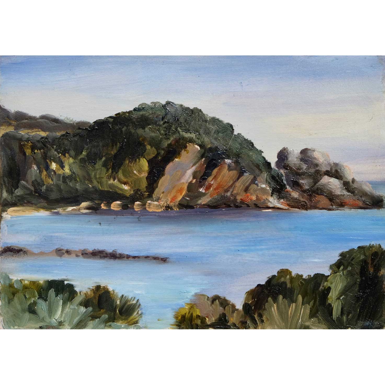 Peta Cross. Sisters Beach Rocks (2023). Oil on board. 17cm x 15cm