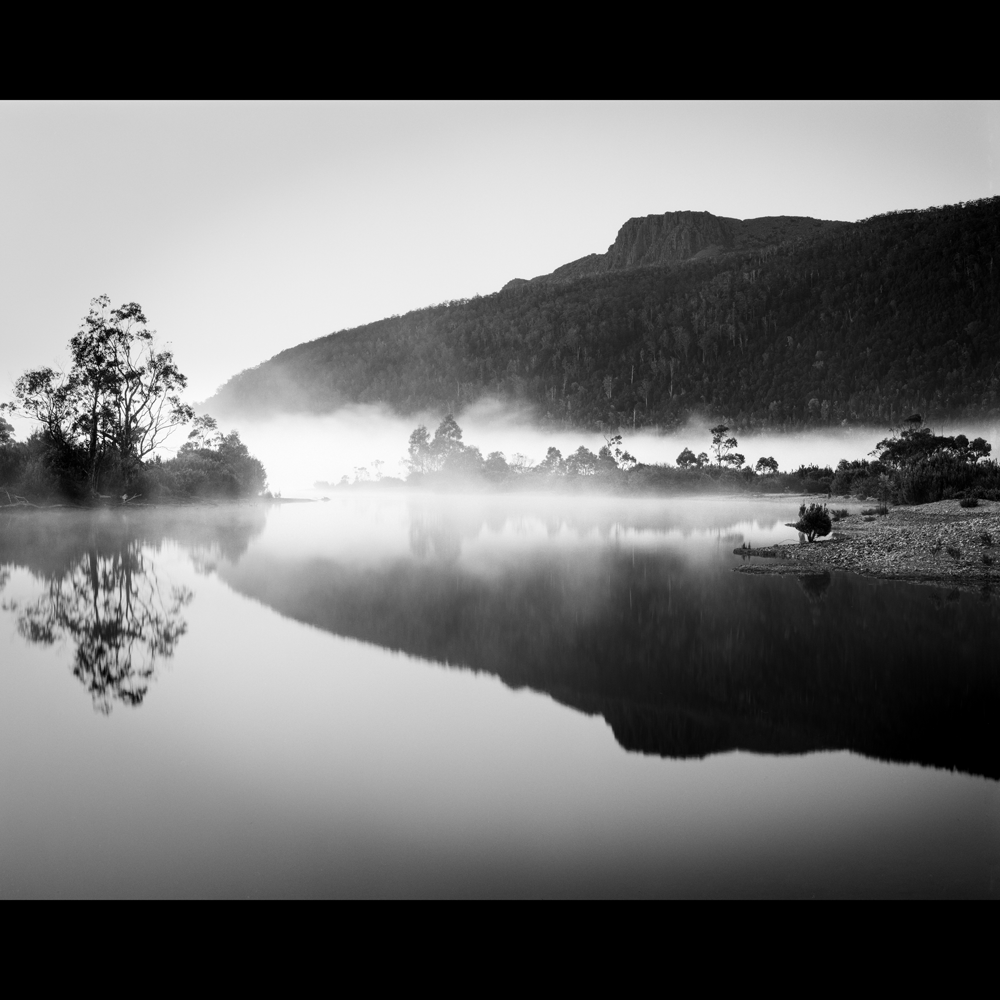 Tim Faircloth. Dawn reflections Lake St Clair (2023). Large format film photograph