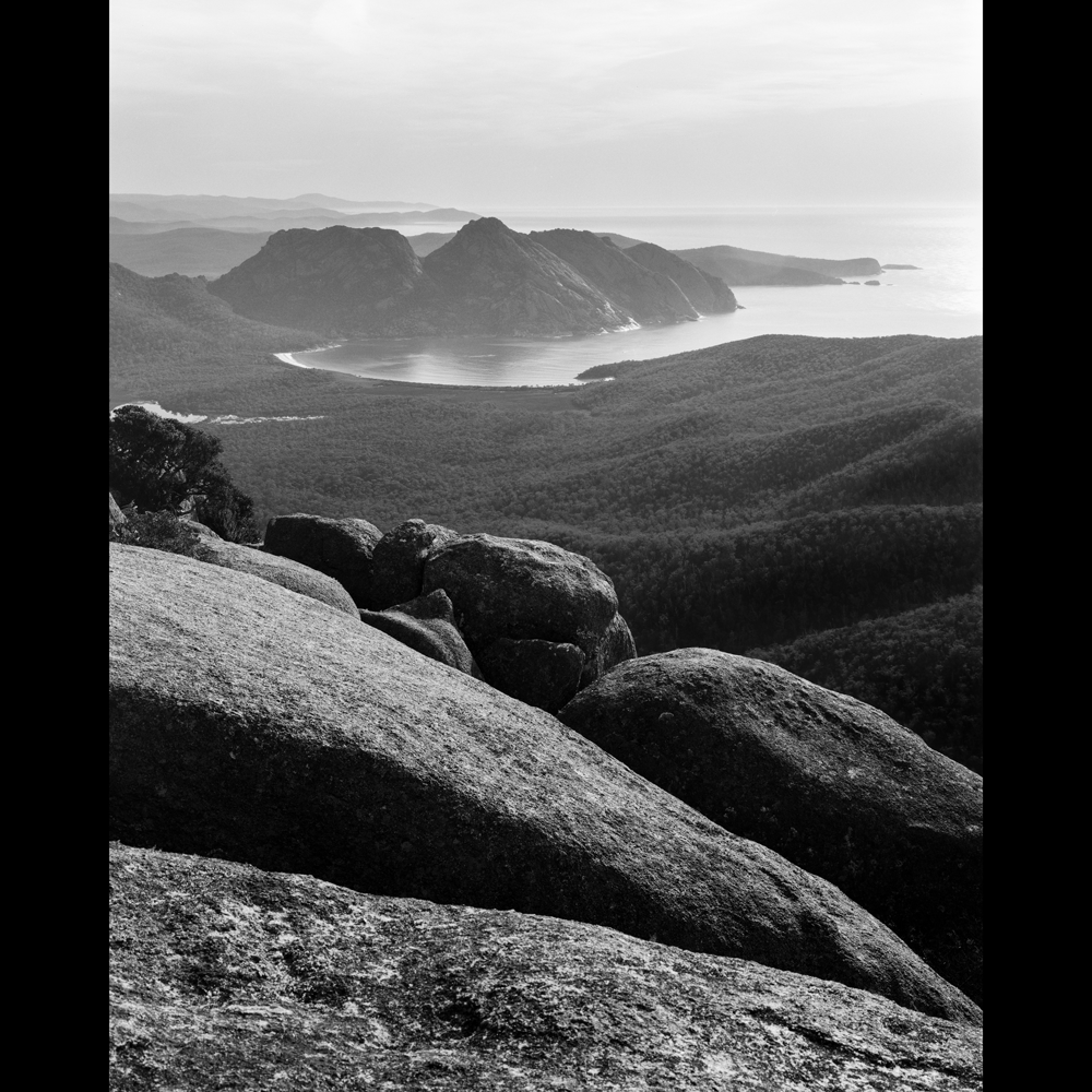 Tim Faircloth. Wineglass Bay and the Hazards (2023). Large format film photograph