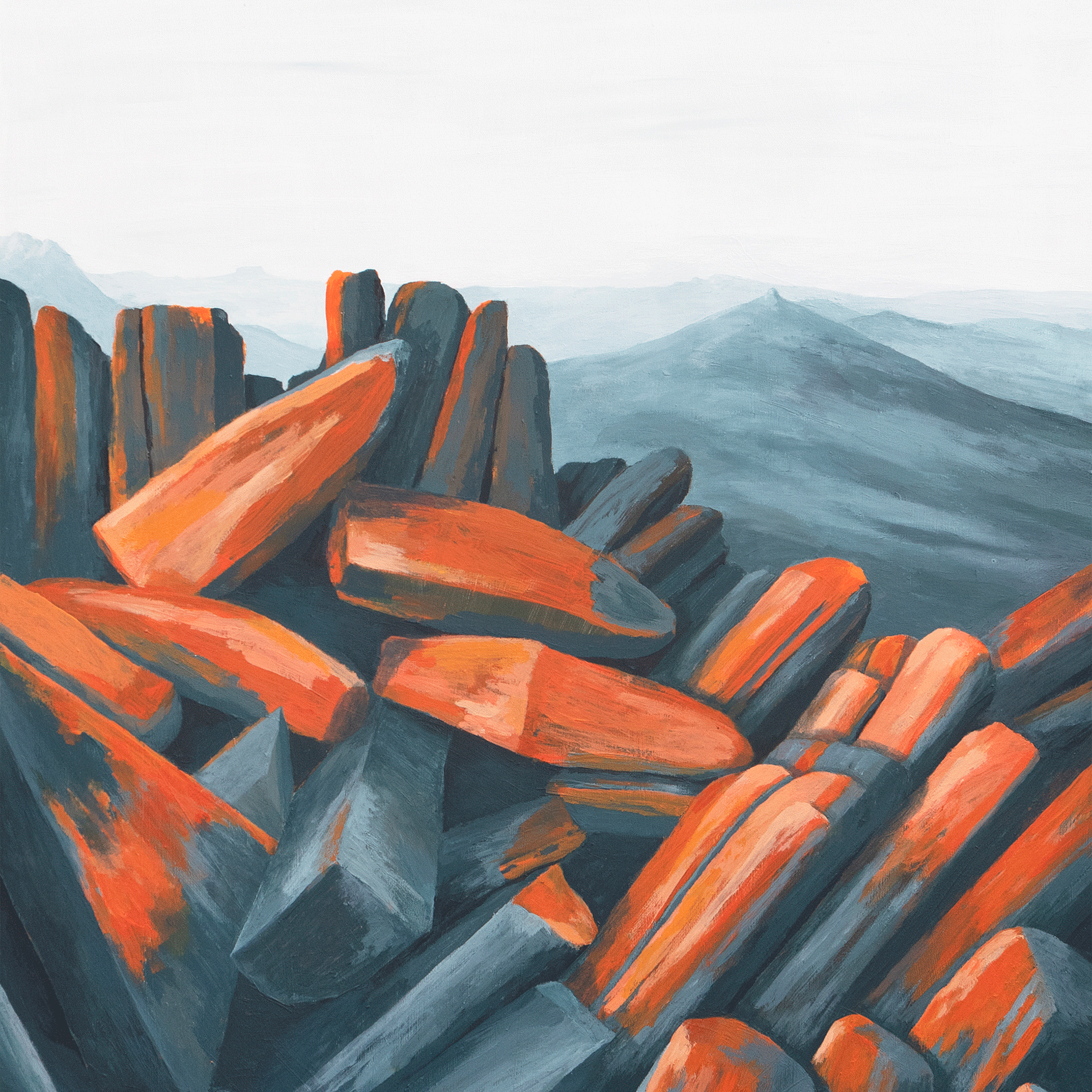 Anna Brooks. Castle Crag (detail) (2024). Acrylic on board. 1110 x 735mm