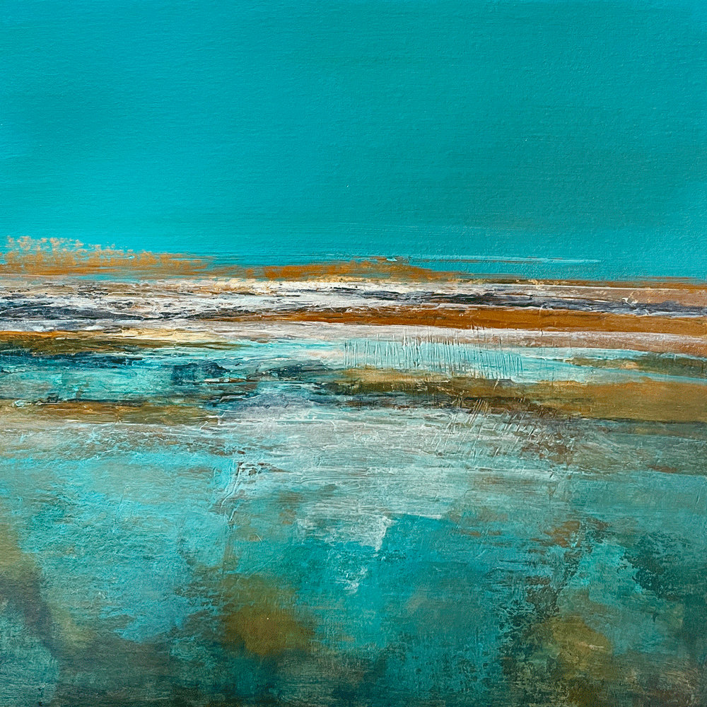 Hannah Blackmore. Seascape #1 (2024). Acrylic on Paper. 15cm x 15cm